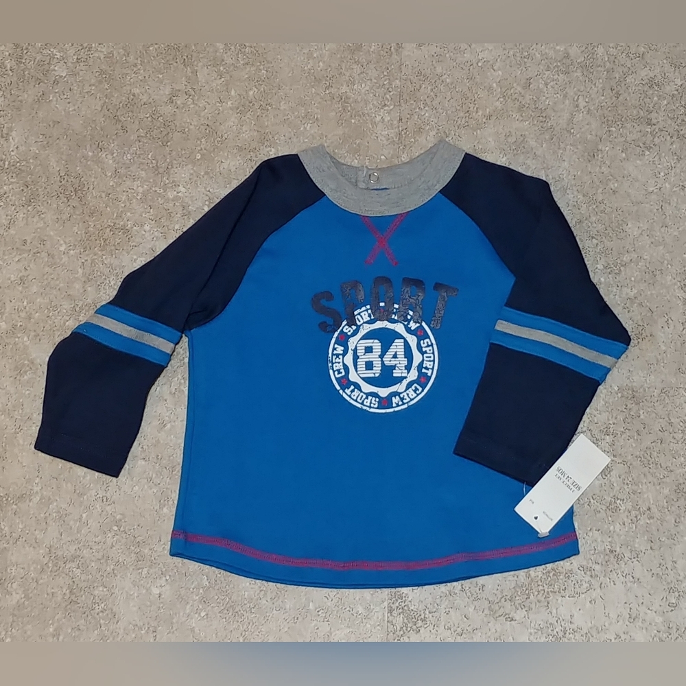 24 month Baby Q “Sports Crew Athletic Dept” 3 piece outfit-vest, jeans, LS shirt - Picture 3 of 6